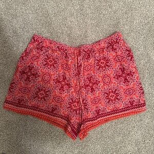 Women's Red Patterned Shorts